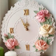 掛鐘 Wall clock with roses Pink Flower clock Silent wall clock for bedroom Gift
