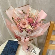 | 小夢境花藝 | 索拉玫瑰花 滿天星 中型乾燥花束 情人節乾燥花束