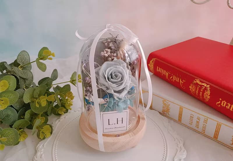 【藍芯手作】不凋玫瑰花束玻璃盅 母親節 情人節 畢業禮 生日禮