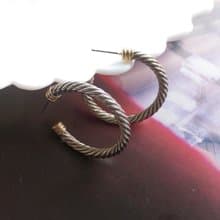 Vintage Jewelry 西洋古董飾品 銀色調 簡約 扭旋C圈 針式耳環