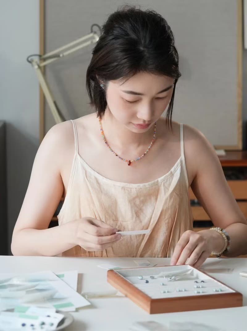 山萘Shannai原創煙霞天然歐泊925銀串珠項鏈