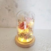玻璃花鐘 粉橘金色系 永生玫瑰 節日禮物 生日禮物