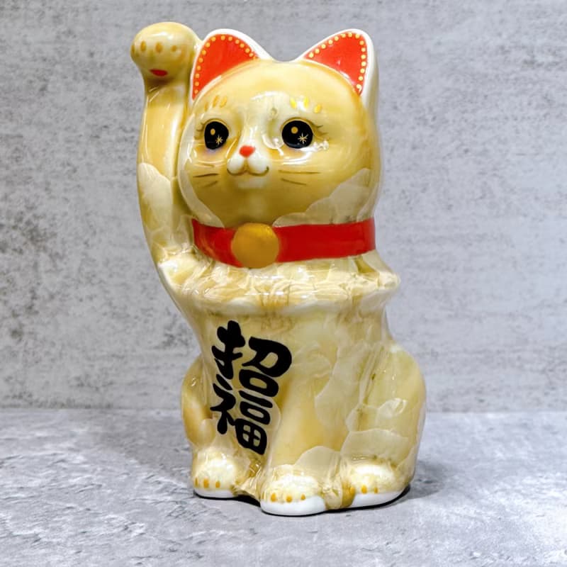 【金鈴迎祥】日本清水燒招財貓 | 花結晶 金花 招福