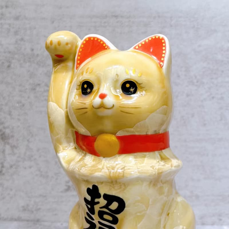 【金鈴迎祥】日本清水燒招財貓 | 花結晶 金花 招福