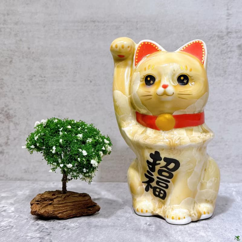 【金鈴迎祥】日本清水燒招財貓 | 花結晶 金花 招福