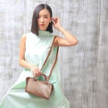 iconic bag with popular reviews amongst bloggers, mini IOTA handbag -  Chocolate