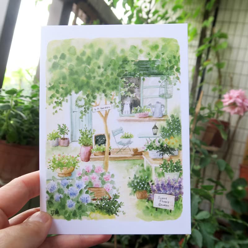 窗前小花園 明信片