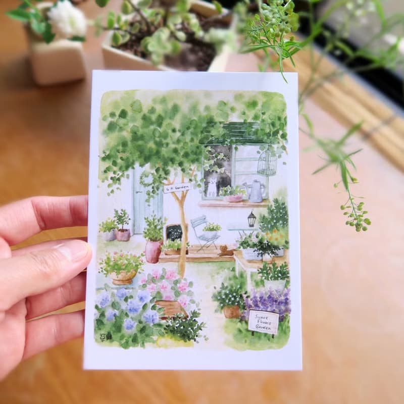 窗前小花園 明信片