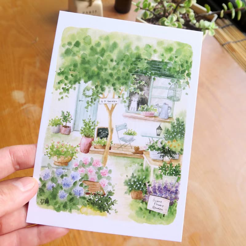 窗前小花園 明信片