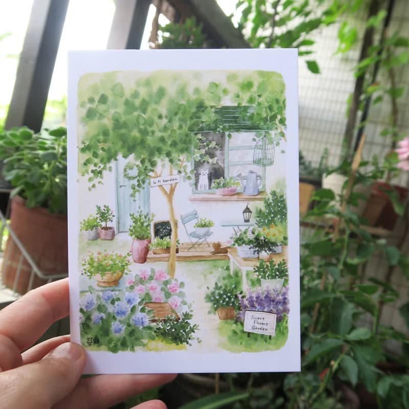 窗前小花園 明信片
