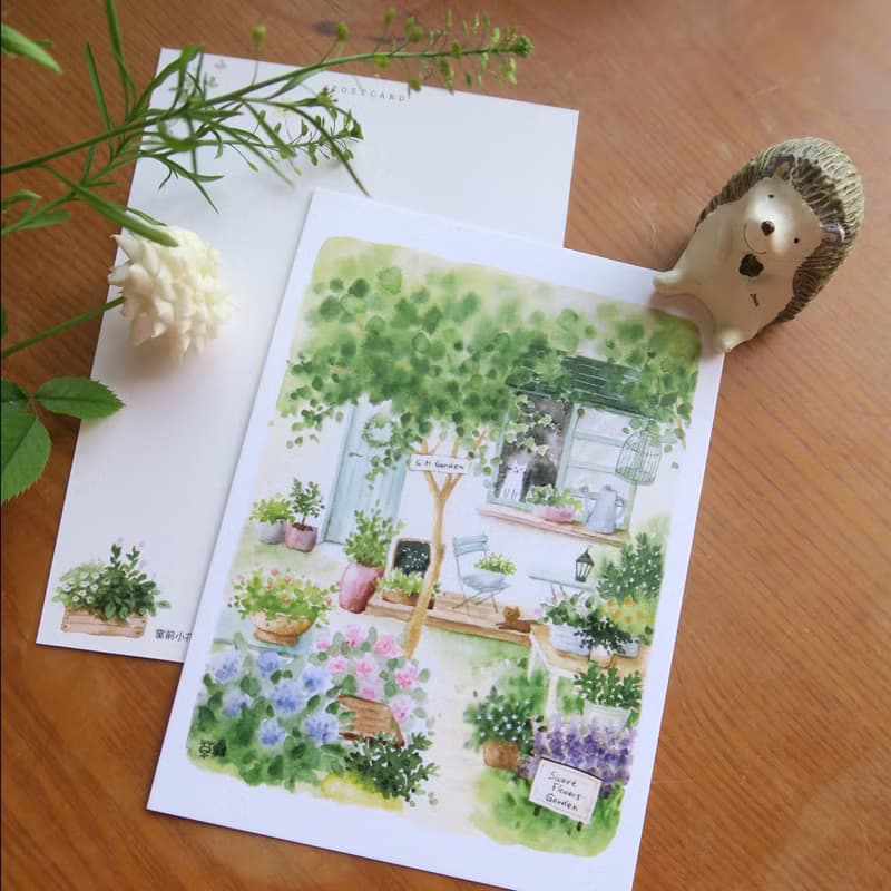 窗前小花園 明信片