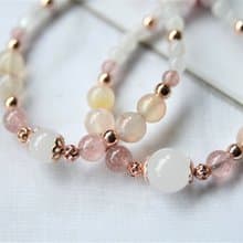 月光下櫻花飄落 - 銅鍍玫瑰金半寶石母乳手鍊 (親子手鍊)