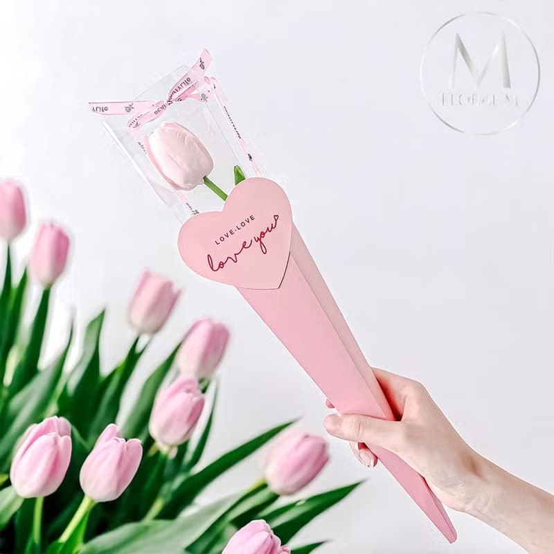 韓系奶油風鬱金香香水花蜜桃粉