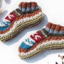 歐洲風鉤織襪 手織純羊毛針織襪/內刷毛條紋襪/羊毛鉤織長襪/保暖毛襪 聖誕禮物 情人節禮物 交換禮物 生日禮物-栗子蛋糕