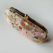 粉色織錦緞繁花眼鏡盒/筆盒/首飾盒