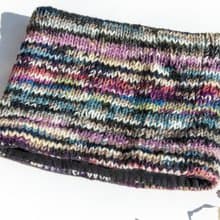 手工針織羊毛圍巾/針織圍脖/鉤織條紋圍脖/手工針織圍脖-藍莓漸層