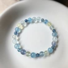 海藍寶  葡萄石 淡藍螢石 水晶手鍊