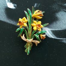 【美國西洋古董飾品】JOAN RIVERS  琺瑯花卉 花束 別針  胸針