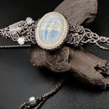 現貨 霧散雲開 共度一抹白月光 月光石蠟繩編織項鍊