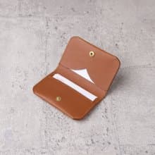 對開名片夾Bifold Business Card Holder/淺棕Tan/免費刻字