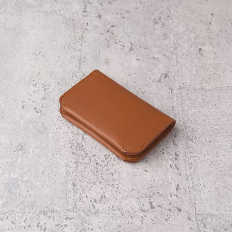 對開名片夾Bifold Business Card Holder/淺棕Tan/免費刻字