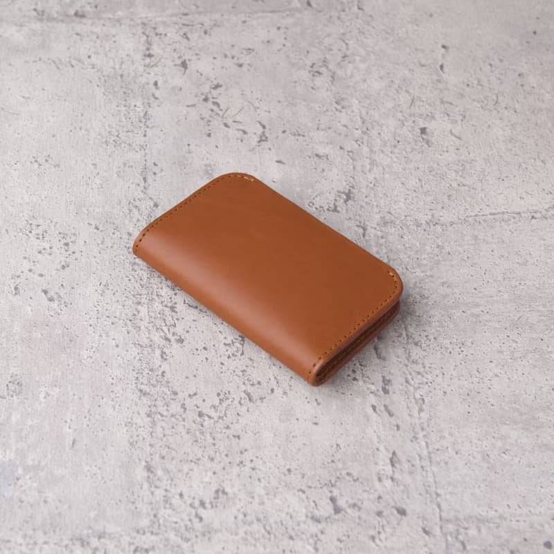 對開名片夾Bifold Business Card Holder/淺棕Tan/免費刻字