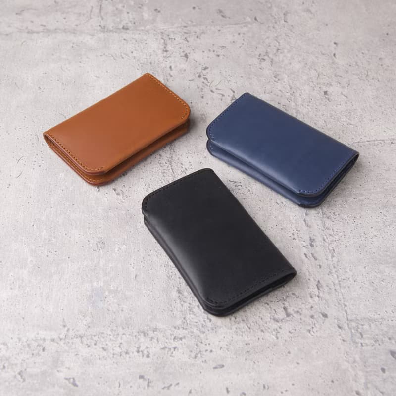 對開名片夾Bifold Business Card Holder/淺棕Tan/免費刻字