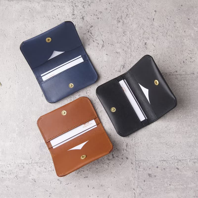 對開名片夾Bifold Business Card Holder/淺棕Tan/免費刻字