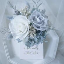 母親節花禮花束【靜謐冰山】白藍玫瑰配淡藍色系繡球玫瑰繡