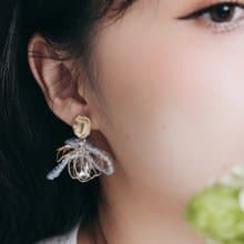 【餘燼-透明色】垂墜耳環 | 水晶花飾品 | 新娘飾品 | 交換禮物