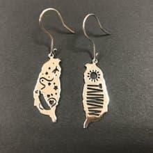 薄鋼耳環- 台灣地圖  醫療級鋼不會氧化過敏