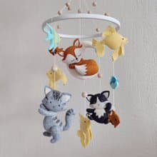 Mobile baby nursery decor woodland, fox crib mobile, expecting mom gift