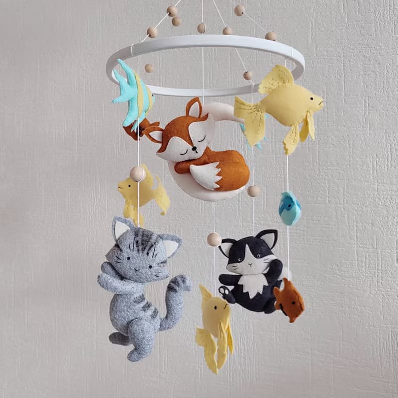 Mobile baby nursery decor woodland, fox crib mobile, expecting mom gift