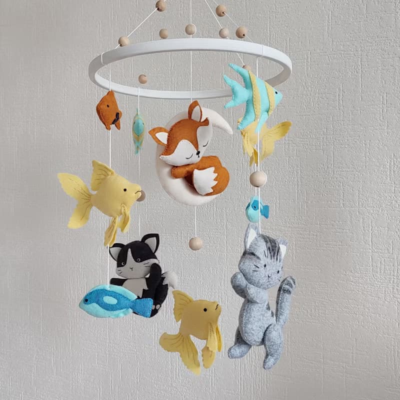 Mobile baby nursery decor woodland, fox crib mobile, expecting mom gift