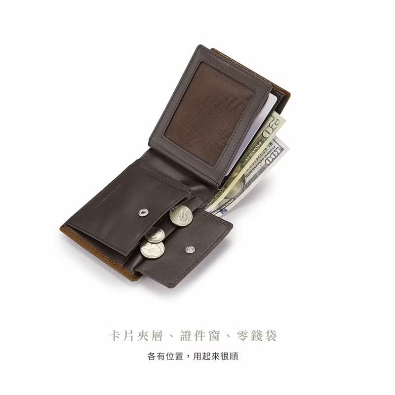 【禮物推薦/24H出貨】真皮短夾 男錢包 雙鈔 零錢袋-0103-10904
