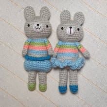 短耳兔-情侶娃娃。可做吊飾、生日禮、交換禮物、居家擺設