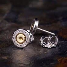 Bullet - 22口徑子彈 耳針式個性耳環 / 男生圓形復古純銀耳針