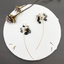 黑髮晶14kgf耳環 流星許願 情人節禮物 天然石耳環 改耳夾