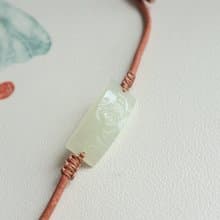 天然和田玉手鏈雕花手牌編織手繩玉質細膩脂份厚花開富貴好運連連