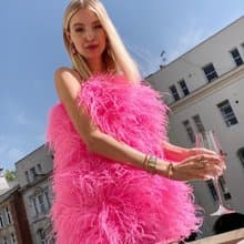 Aston shocking pink ostrich feather dress  for cocktail party dress