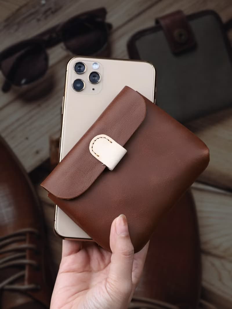 可愛軟皮收納卡包 頭層牛皮鑰匙零錢包 多色可選