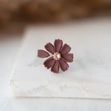 14kgf 包金軟陶 花算命 開口戒 / Free Size 巧克力 波斯菊