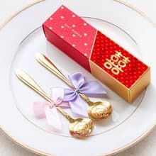 婚禮小物 囍字 時尚閃金包裝 玫瑰湯匙二入 禮品 餐具 禮物 桌上
