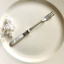 50458-珍稀古董珍珠母貝叉17.5cm