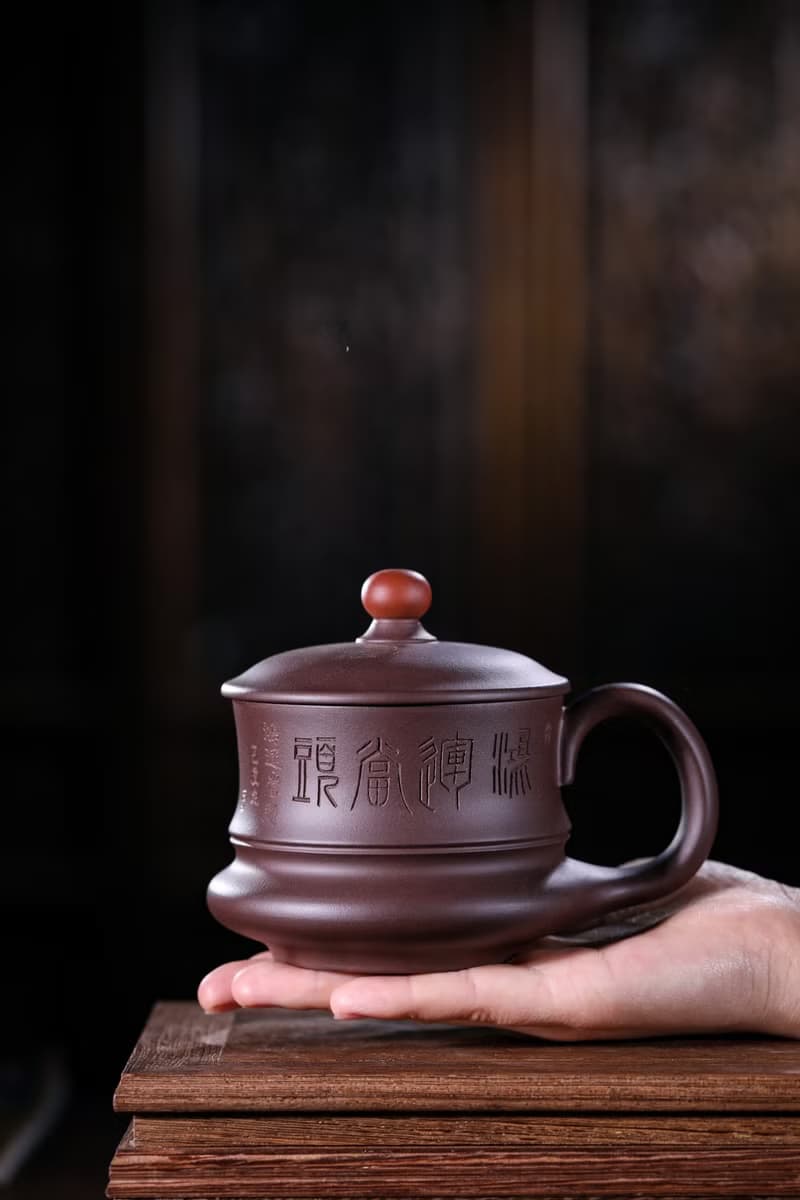 送禮紫砂壺茶壺鴻運當頭蓋杯宜興紫砂杯茶杯子手工藝黃龍山原礦紫