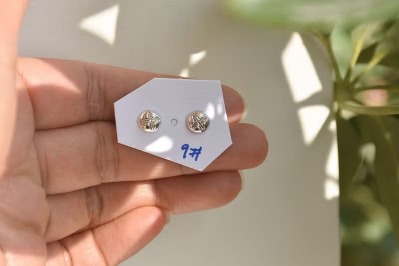 原創手工工業感螺絲釘不對稱純銀耳釘