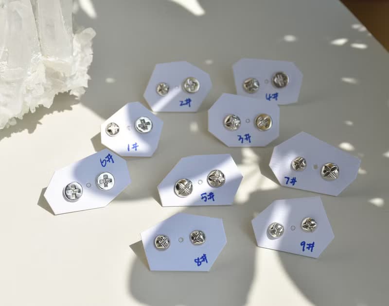 原創手工工業感螺絲釘不對稱純銀耳釘