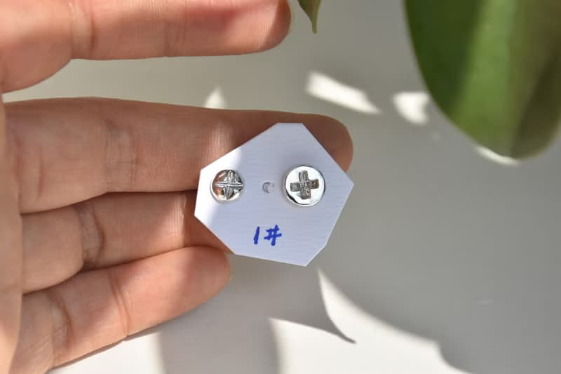 原創手工工業感螺絲釘不對稱純銀耳釘