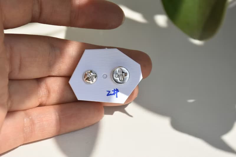 原創手工工業感螺絲釘不對稱純銀耳釘