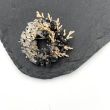 【母親節禮盒】和風天然黑髪晶胸針 清雅胸針 日本風格胸針v3